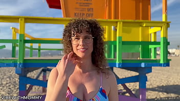 A curvy Jewish MILF engages in sexual activity with a random man at the beach, leading to a passionate encounter with an unknown stranger in a bikini